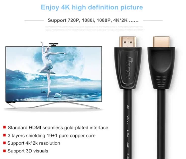 Cavo dati HD in rame puro ad alta definizione da 3 pezzi 0,75 M 1080P maschio a maschio Cavo HDMI super definizione 4K o 2K