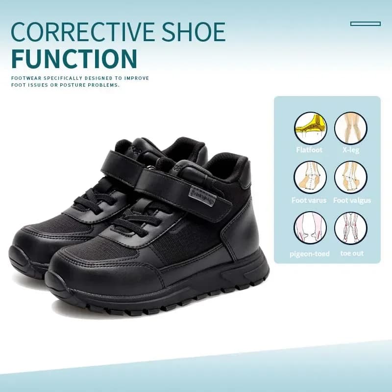 Scarpe da ginnastica ortopediche Princepard per bambini e bambini piccoli Scarpe da scuola alte nere con supporto per arco e caviglia Correttivo casual