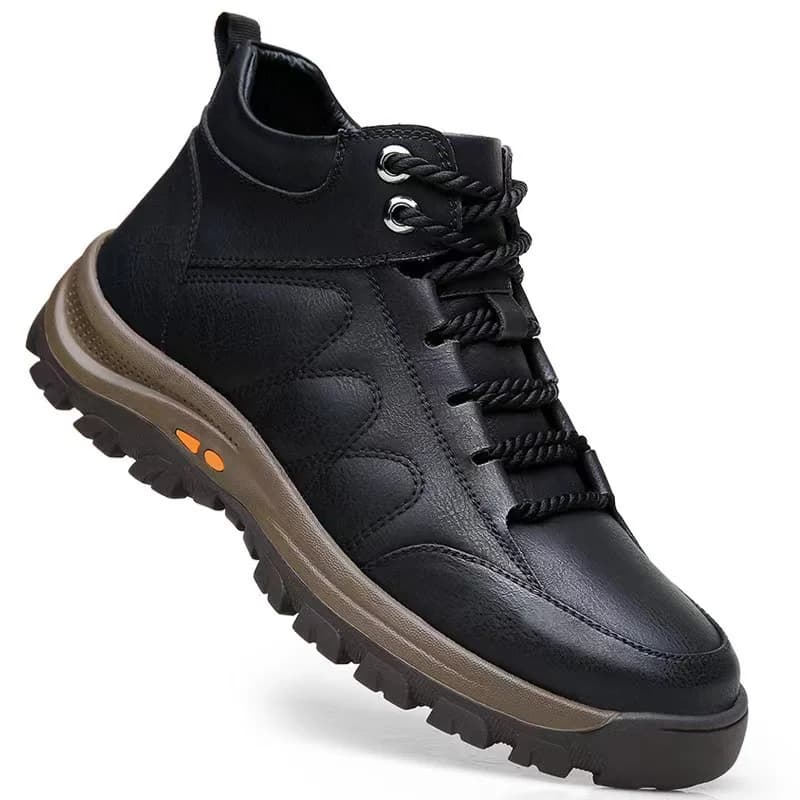 Scarpe da ginnastica invernali da uomo alte foderate in pelle da escursionismo, scarpe sportive casual