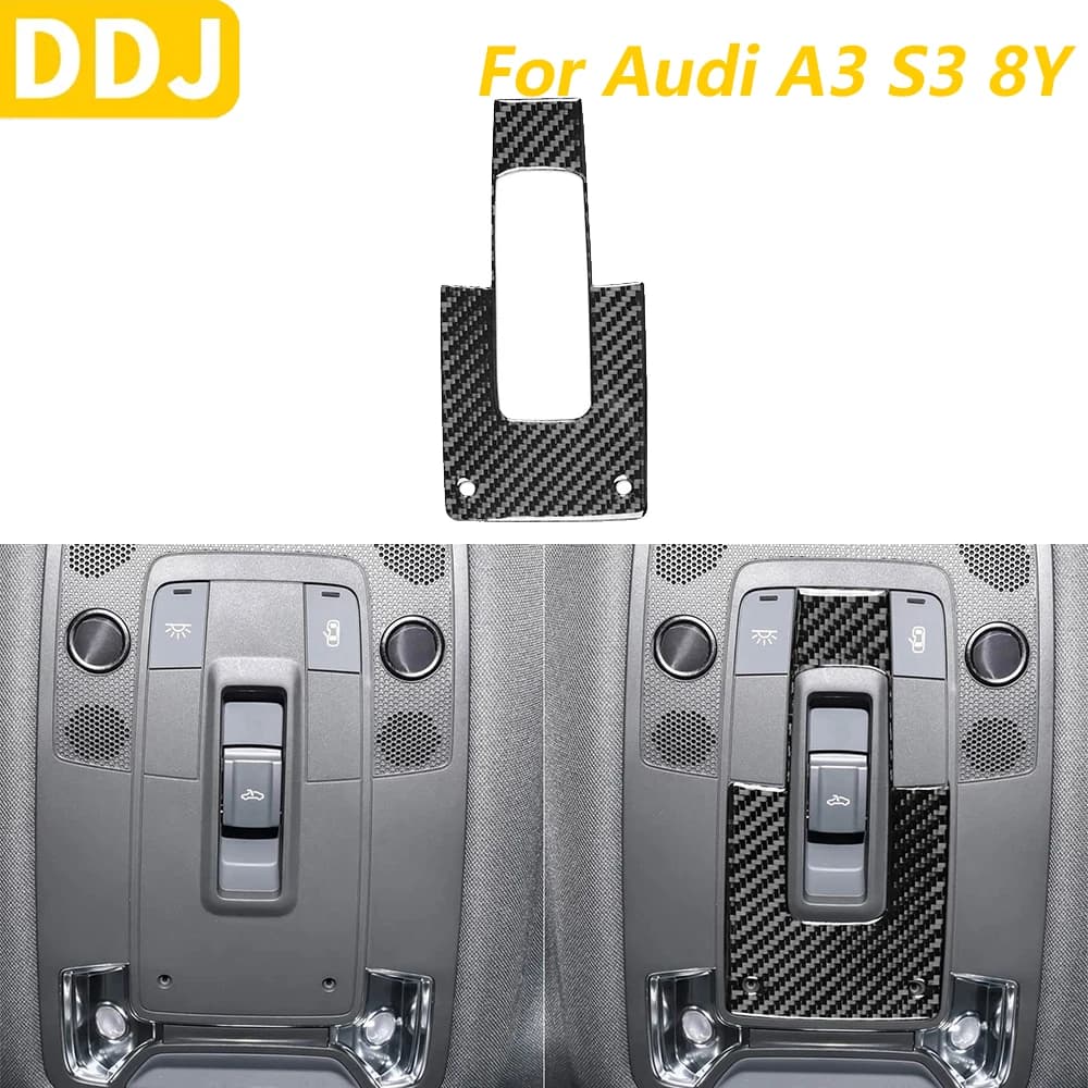 For Audi A3 S3 8Y 2021-2025 Carbon Fiber Roof Front Roof Openable Button Switch On Cover Panel Trim Accessories Auto Adhesive Decoration