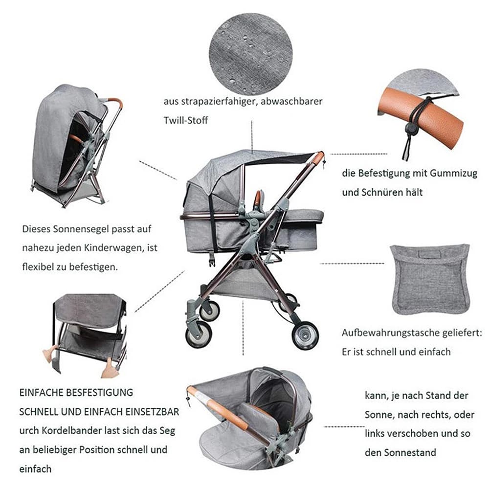 Passeggino Parasole leggero Copertura per passeggino Protezione universale per neonati Impermeabile traspirante Calore estivo