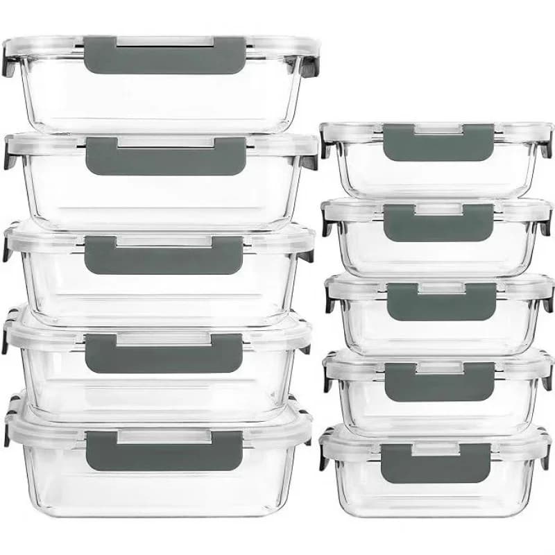 Contenitore per alimenti in vetro con coperchio Congelatore per microonde Lavastoviglie Scatole trasparenti per la preparazione dei pasti Cucina Ufficio Pranzo