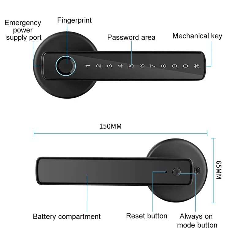 Tuya Smart Fingerprint Lock Bluetooth Serratura elettronica digitale wireless Password Chiave Sblocco Maniglia per porta Serratura remota di sicurezza domestica