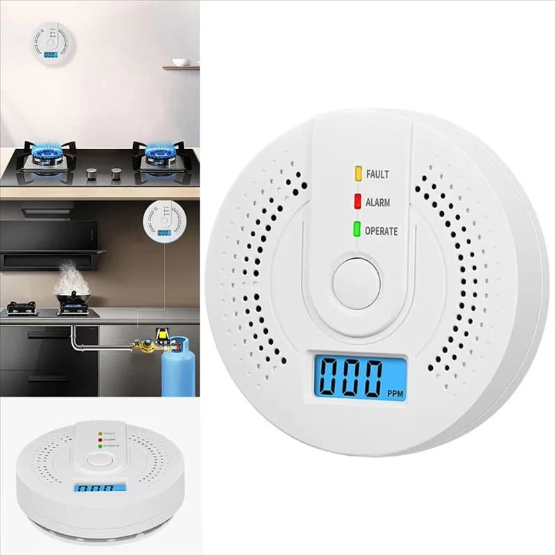 B04B-Rilevatore digitale di monossido di carbonio Sensore di avviso sonoro e luminoso Misuratore di monitoraggio del gas CO alimentato a batteria con indicatore LED