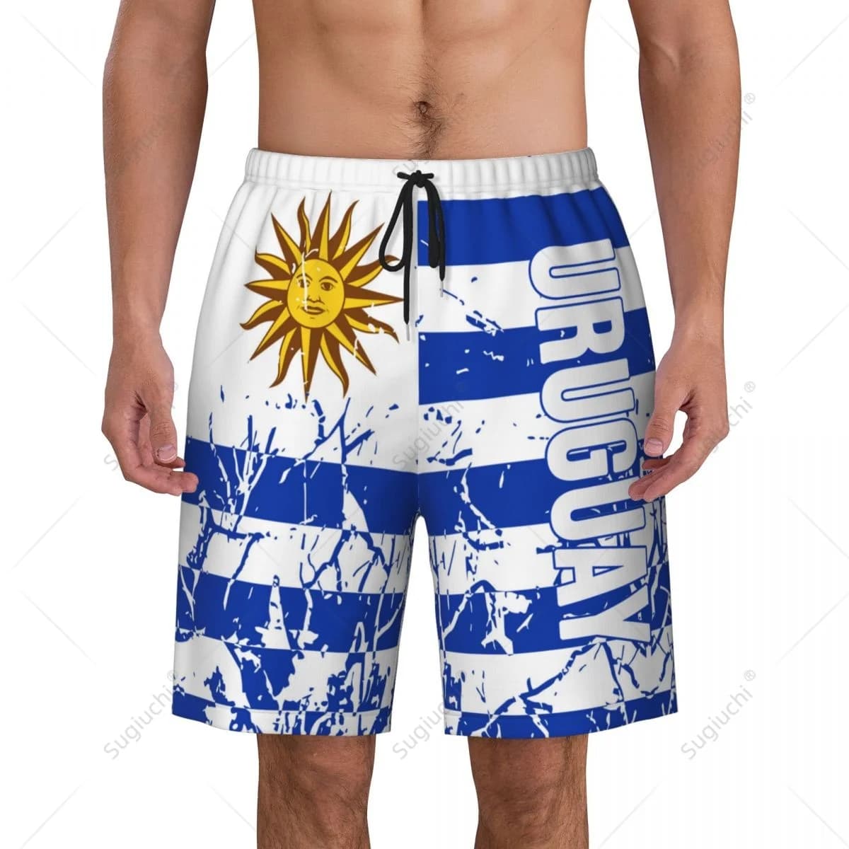 Pantaloni da spiaggia da uomo con bandiera dell'Uruguay, pantaloncini da surf, ragazzi, calcio, ciclismo, costumi da bagno, corsa, poliestere