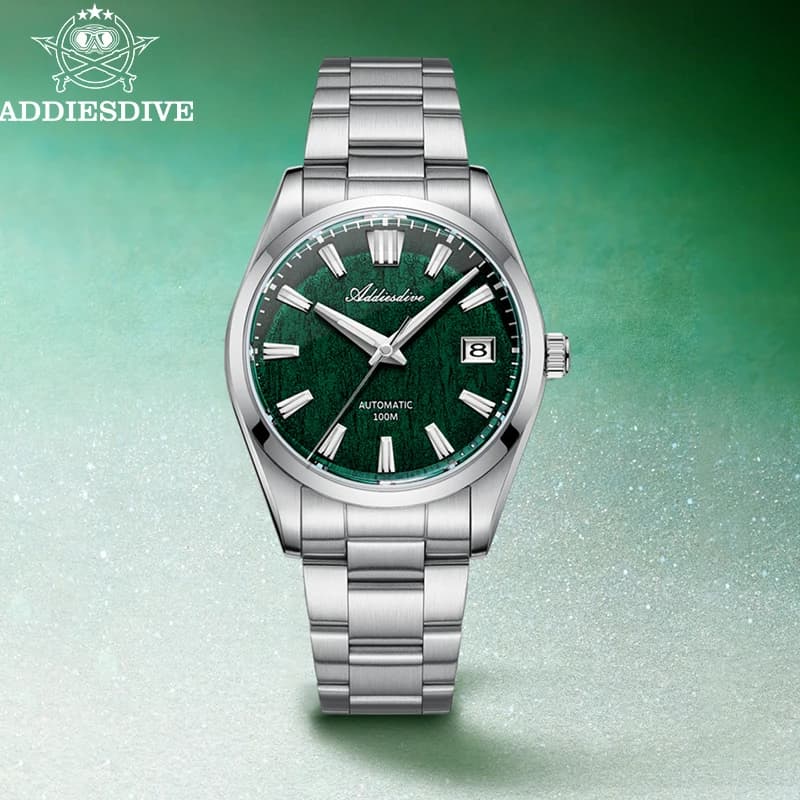 ADDIESDIVE Orologi automatici da uomo NUOVO AD2075 Orologio meccanico di lusso impermeabile con texture a scaglie di legno, zaffiro, acciaio inossidabile, luminoso, impermeabile fino a 100 m