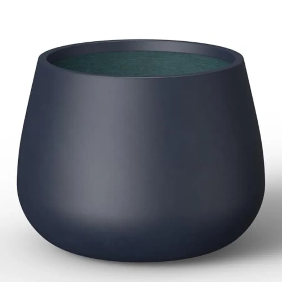 Vaso da Giardino Rotondo in Cemento Stile Curva, Diametro 18.1 cm, con Foro di Drenaggio per Piante da Interno ed Esterno, Ideale per Alberi, Fiori e Arbusti