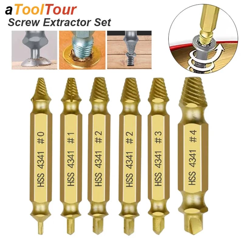 Damaged Screw Extractor Undressed Set for Rotated Bolts Double Head Tool Easy Removal Disassemble Teeth Removal Device
