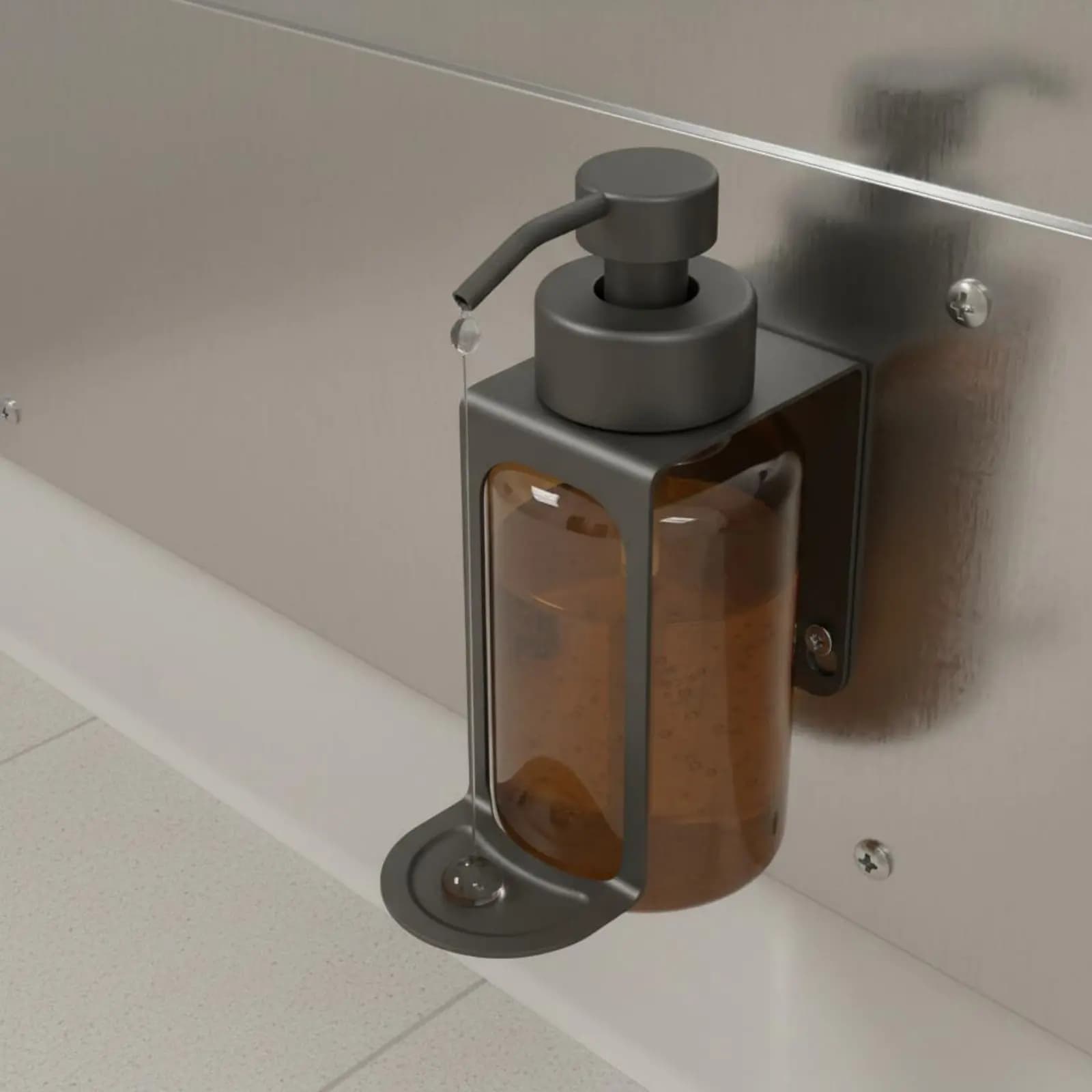 Dispenser di sapone a parete ricaricabile con pompa manuale, accessorio da bagno impermeabile e antiruggine per cucina