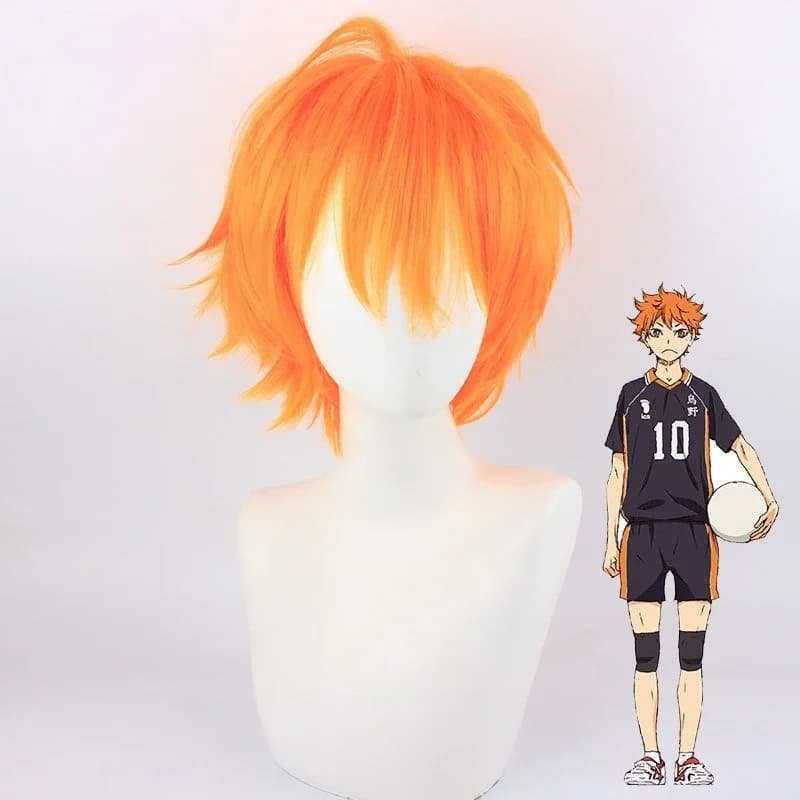 Anime Giapponese "Haikyuu!!" Parrucca cosplay arancione di Hinata Shoyo da Little Volleyball, in seta resistente alle alte temperature