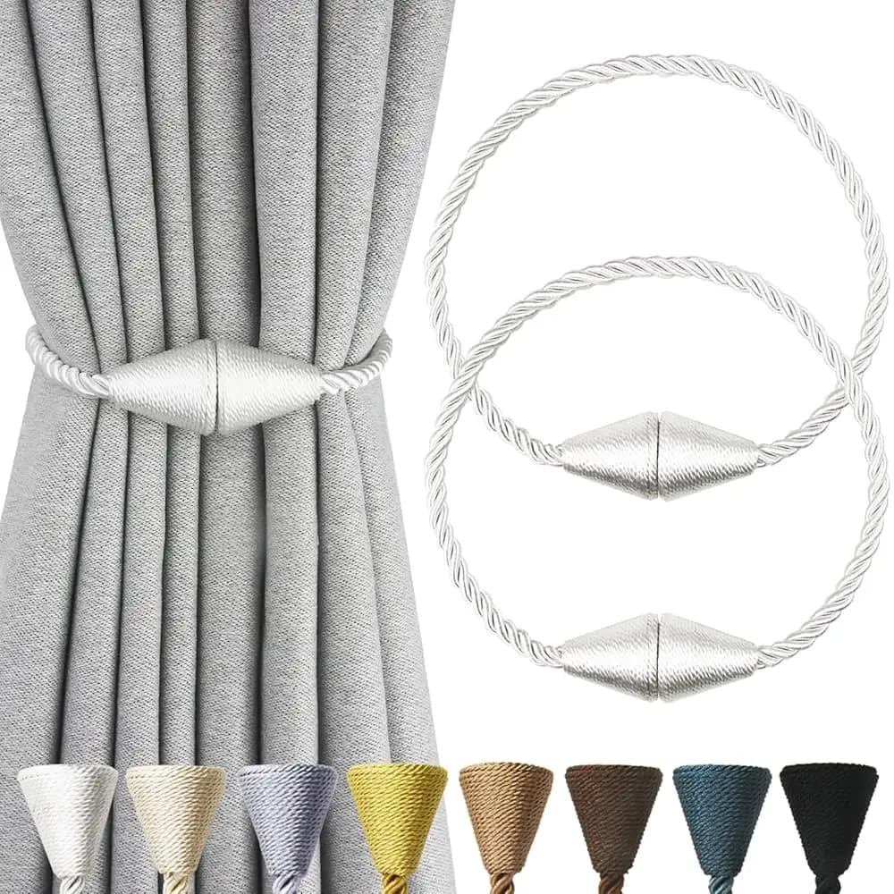 Set di 2 Fermatende Magnetici Decorativi, Moderni e Fatti a Mano, per Tende e Drappeggi, Decorazioni per Finestre, S