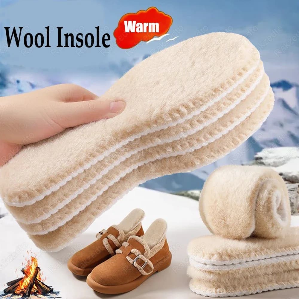 2/4 pezzi solette calde in feltro di lana per scarpe uomo donna solette termiche in cashmere ispessito per piedi stivali da neve invernali suola interna