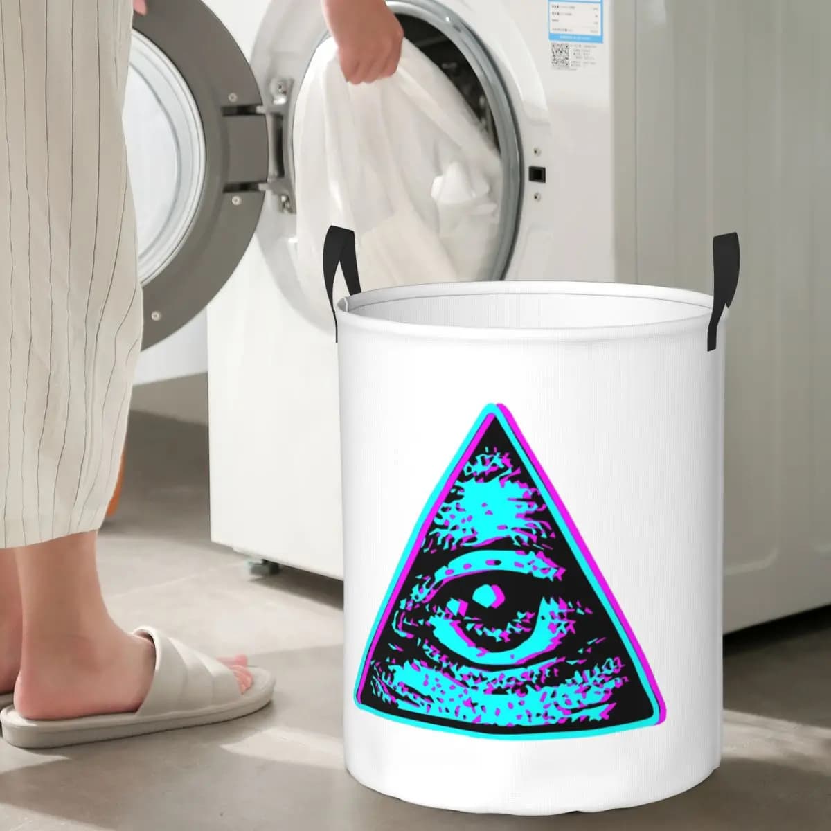 Cesti per Bucato Pieghevoli Eye Illuminati, Cesto Portabiancheria Sporca e Giocattoli, Borsa Grande Impermeabile