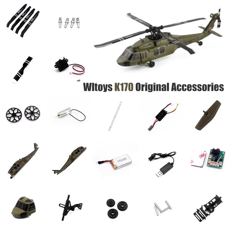 Wltoys K170 Black Hawk Elicottero Parti Originali Cuscinetto Elica Elica Collegamento Luce Borsette Coda Motore Ricevitore Vite Parti