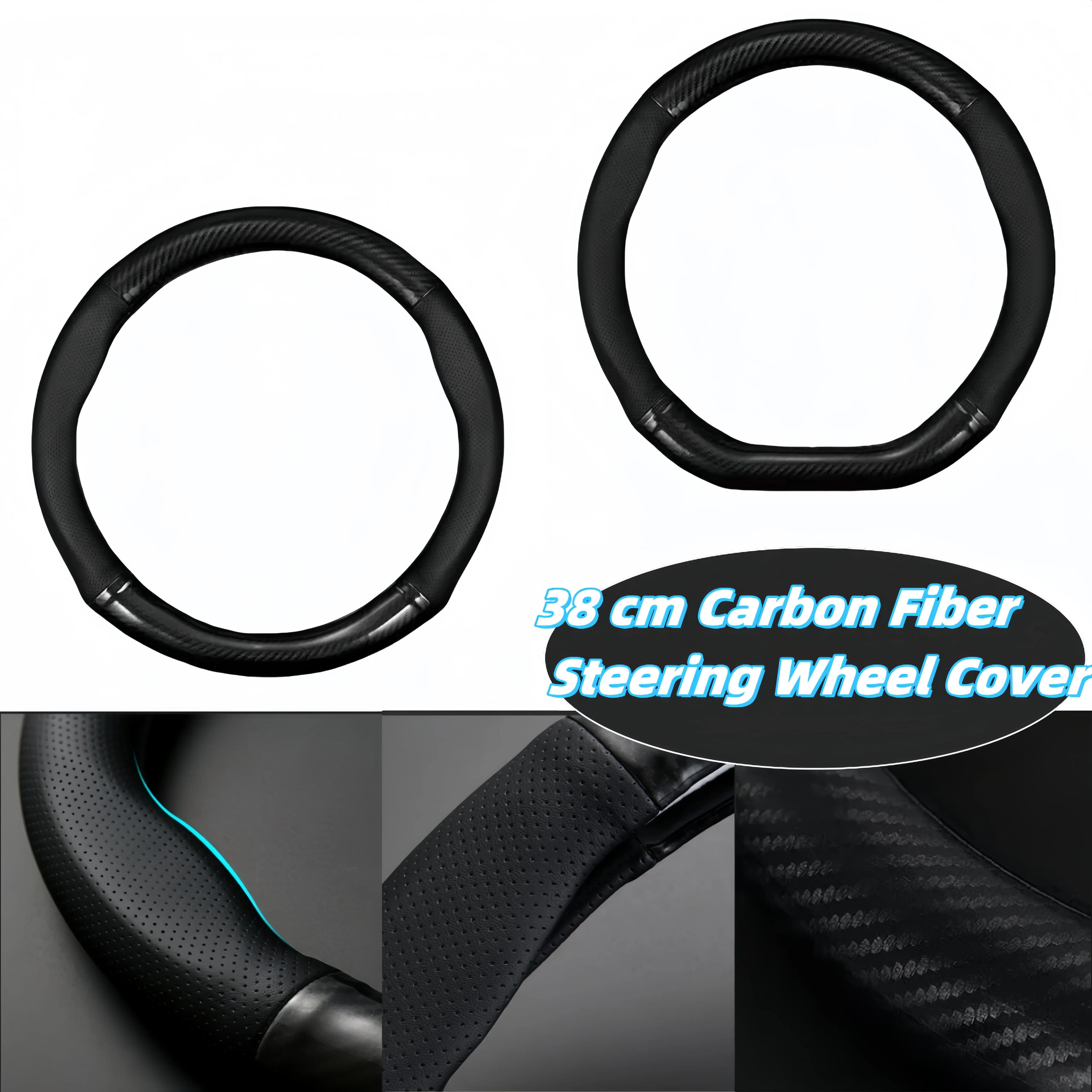 38 mm carbon fiber and leather cover, anti-slip handle, universal, suitable for most cars, auto accessory, easy to install