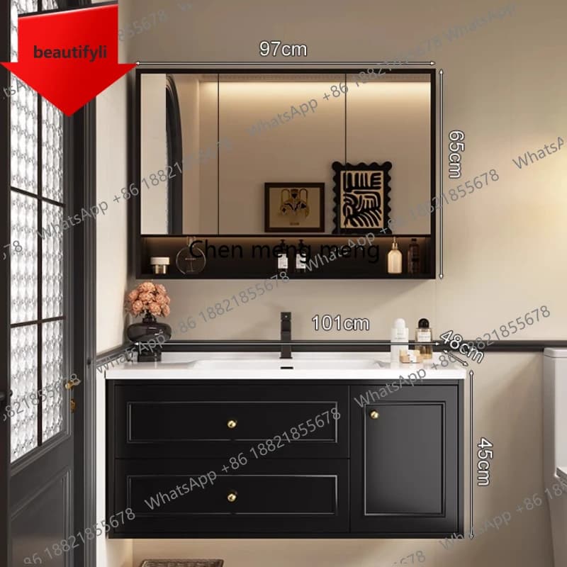Mobile bagno a50 con specchio, lavabo, cassetti contenitore, mobiletto angolare per WC, accessori per la casa