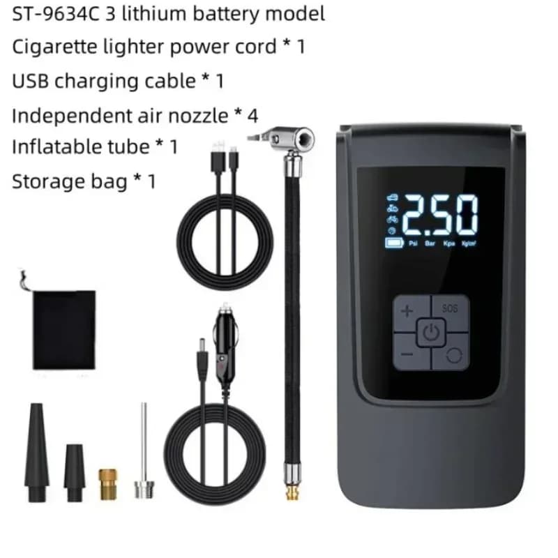 Compressore d'Aria Portatile per Auto, Gonfiatore Elettrico per Pneumatici di Moto e Biciclette