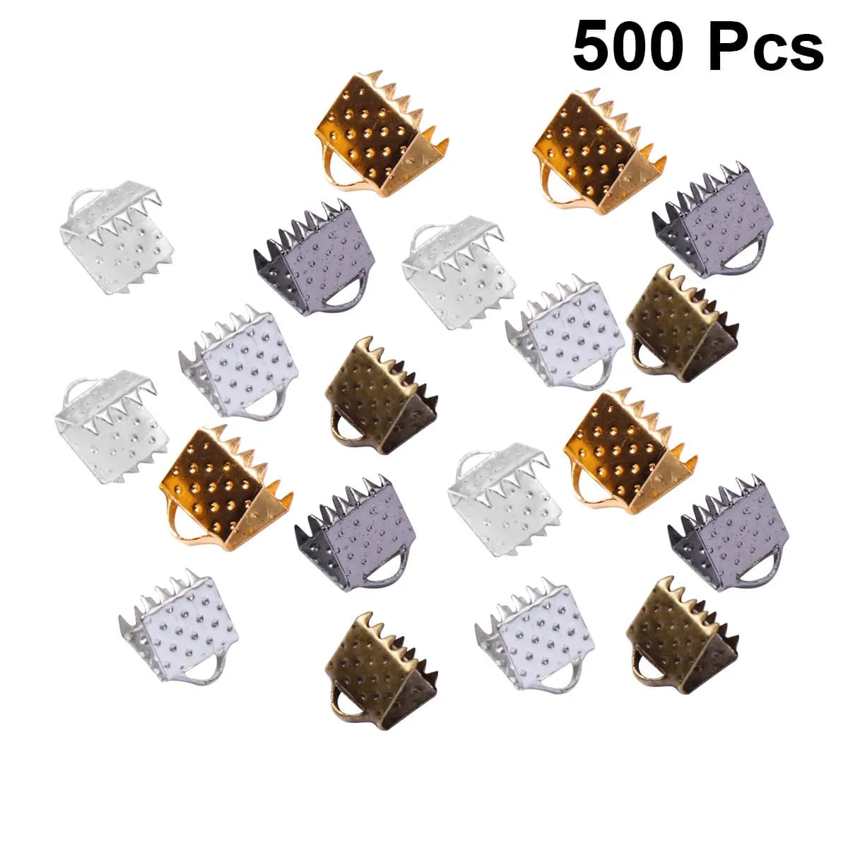 500Pcs 6Mm Metal Jewelry Buckle Clips Iron Plated Rope Buckle for DIY Necklace Choker Bracelet Bookmark Craft Ribbon Cord Ends