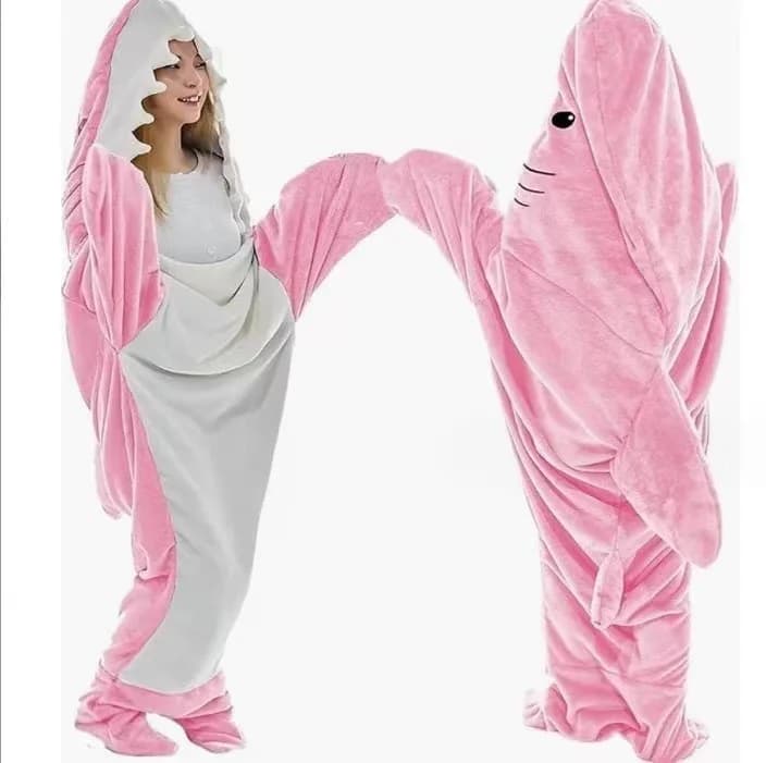 Pigiama intero con cappuccio a forma di squalo per adulti, sacco a pelo indossabile, morbido e accogliente, costume da uomo, regalo
