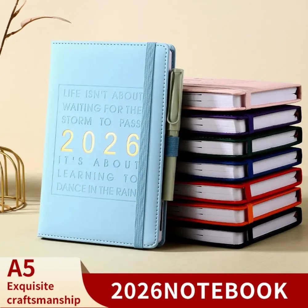 Agenda Planner 2026 in Inglese, Resistente all'Usura, 12 Mesi, Formato A5, Quaderno per Pianificazione con Segnalibro, Diario Portatile, Blocco per Appunti