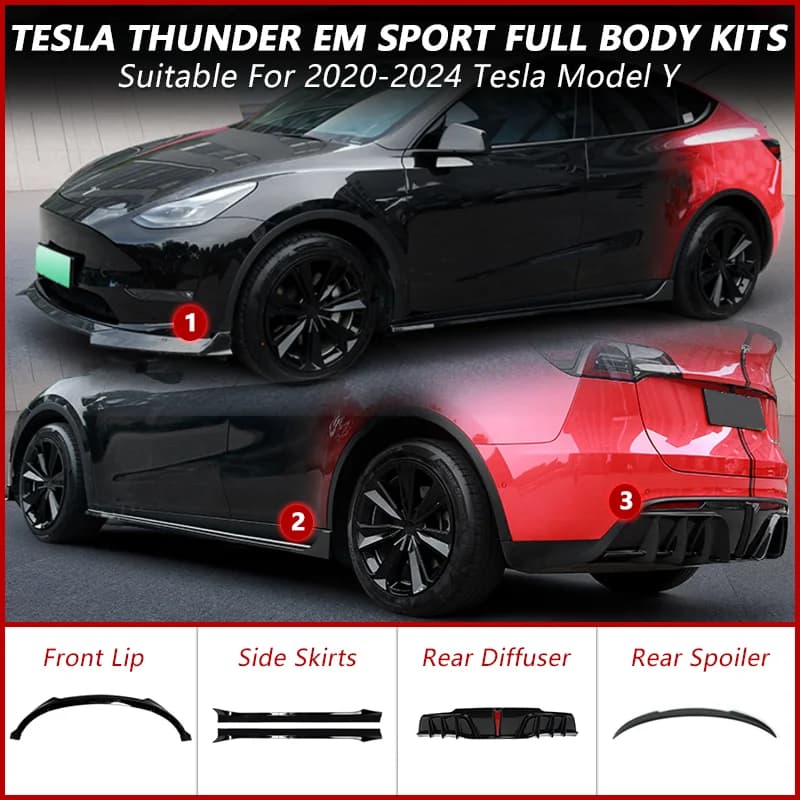 Per Tesla Modello Y 2020-2024 EM Sport Kit corpo completo Tuning ABS Paraurti anteriore Labbro Splitter laterale Diffusore posteriore Auto Modificatio Auto