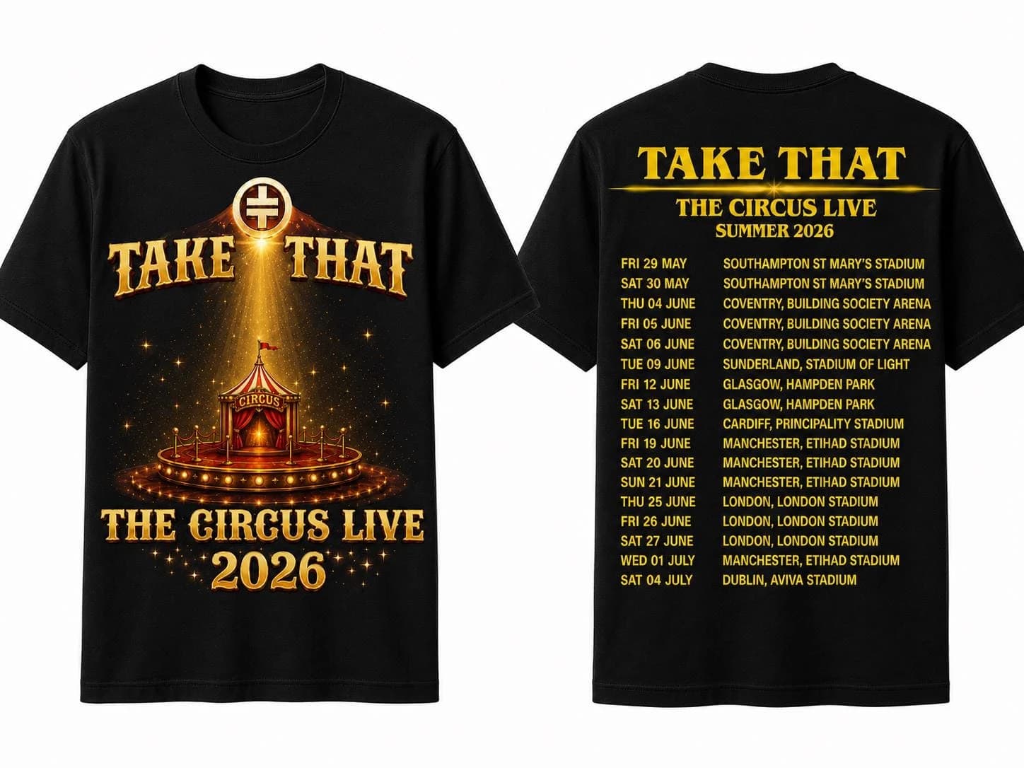 Take That The Circus Live Tour 2026 Shirt UK Stadium Concert Fan T-shirt 2026 Summer New Men Women Cotton Oversized T-shirt Y2K