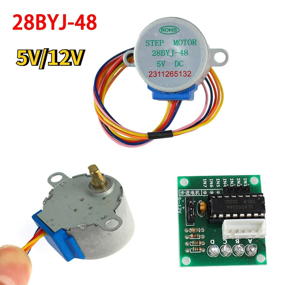 Kit Motore Stepper 28BYJ-48 5V/12V a 4 Fasi e 5 Fili con Scheda Driver ULN2003 e Modulo di Test per Progetti Fai-da-te Arduino