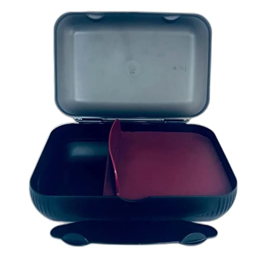 Contenitore per il pranzo To Go nero rosso bordeaux con scomparto separato per pane e sandwich