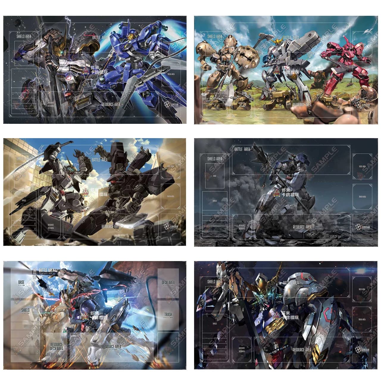 600x350mm Gundam Iron-Blooded Orphans Series Trading Card Playmat Card Grid GN-001 Exia Single-player Rubber Board Game Card Mat