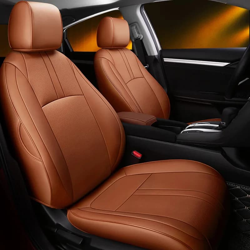 Full Set Protector Car Seat Cover for Honda Civic 2019-2021 Faux Leather Front / Rear Vehicle Cushion Compatible with Airbag