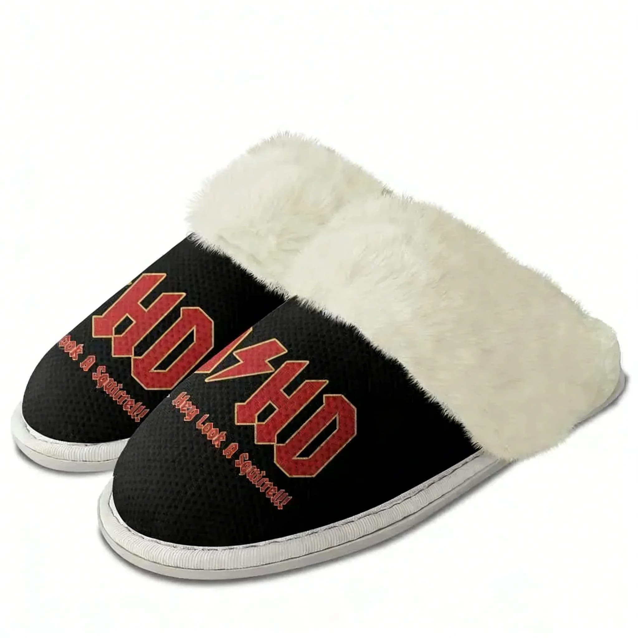Go All Out Adult ADHD Highway to Hey Look A Squirrel Funny Music Plush Slippers Mens Womens Home Customized Thermal Slipper