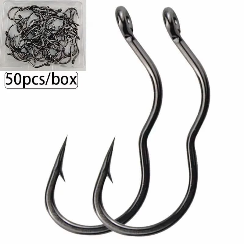50 Piece Automatic Vibration Fishing Hook High Carbon Steel Fish Hook For Coil Fishing Equipment Box