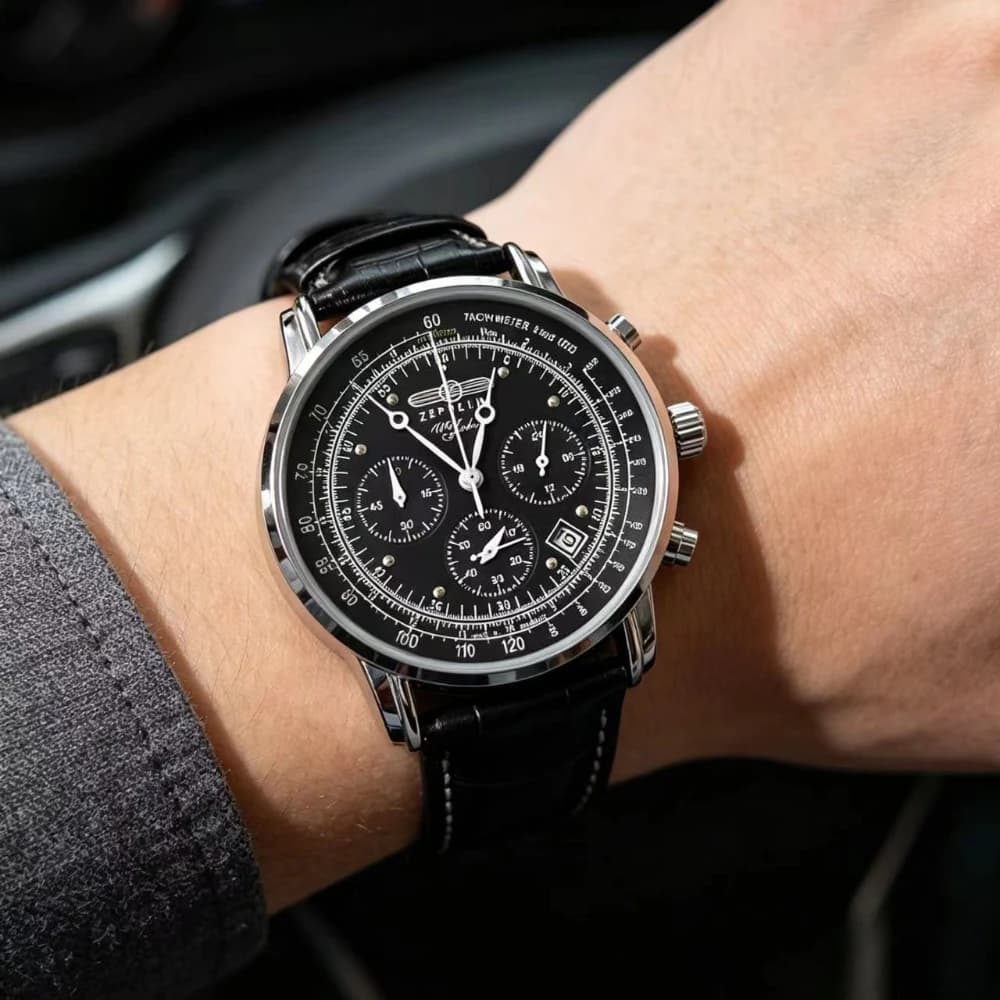 Orologio da Uomo di Lusso Multifunzione Cronografo Elegante Zeppelin Orologio da Polso Cronografo Casual Business di Alta Gamma