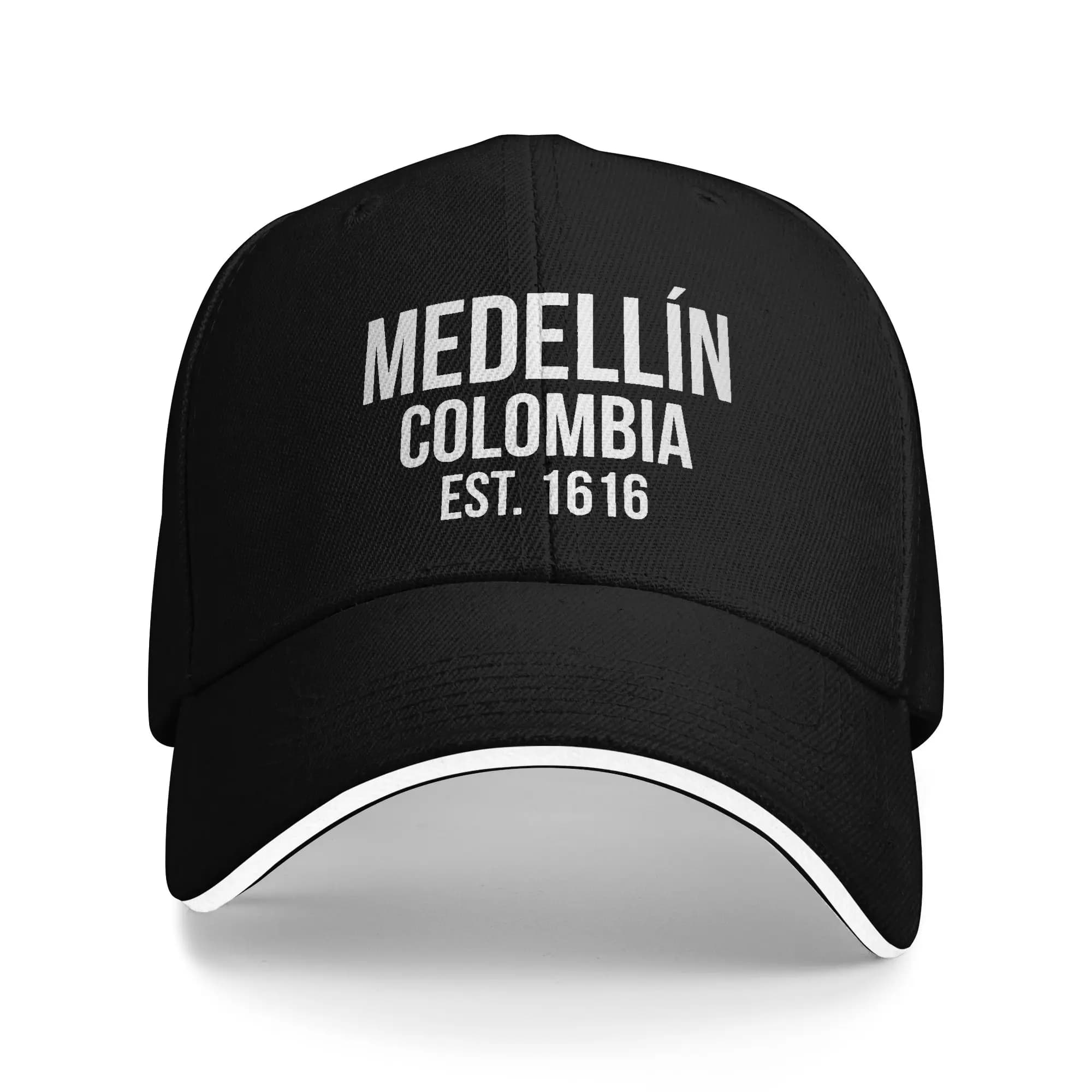 White Medellin Colombia Letters EST 1616 Hiking Baseball Caps Male High-end Hip Hop Trucker Cap For Women Sport Dad Hat