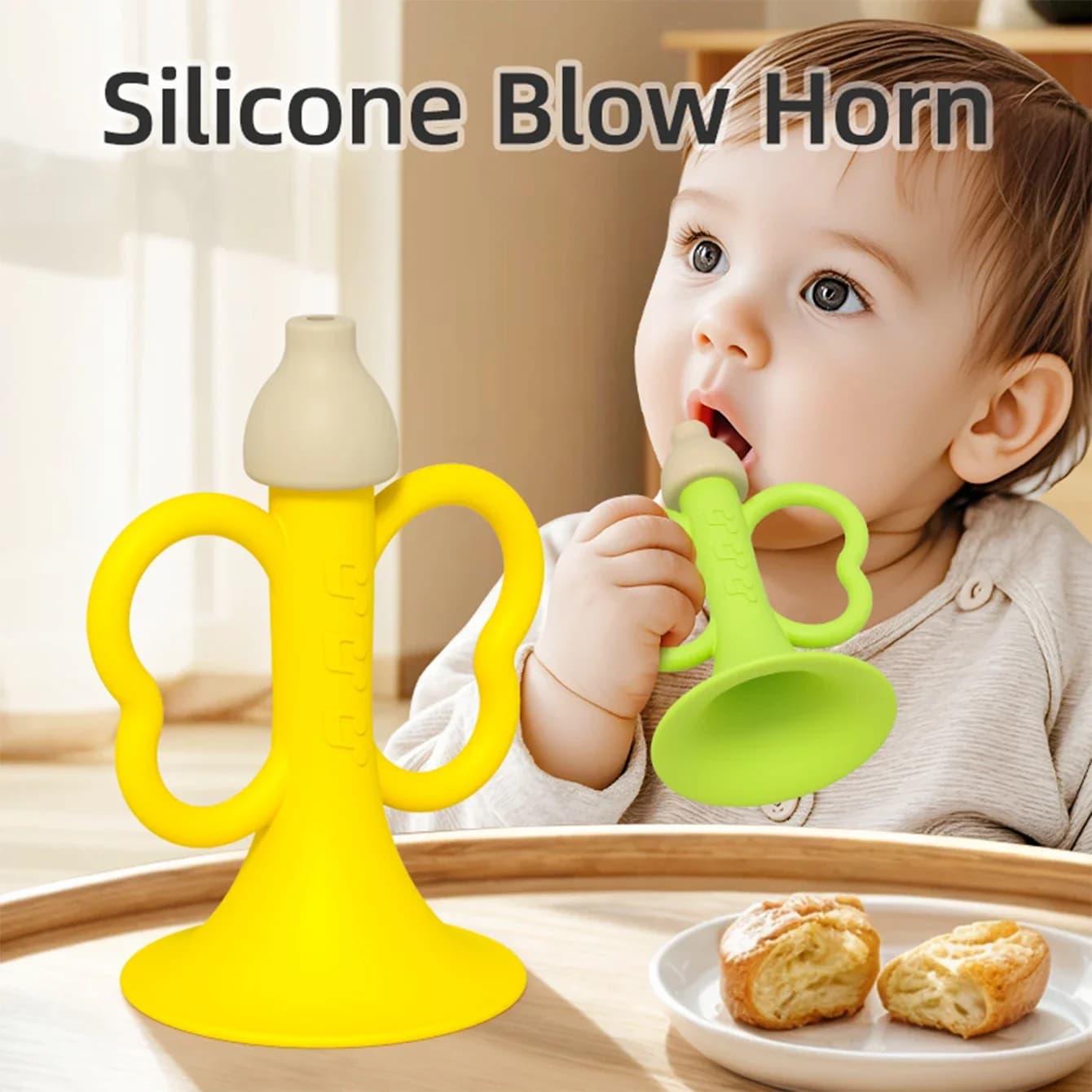 Giocattolo Musicale in Silicone per Neonati, Tromba Morbida per Bambini, Strumento Educativo Sensoriale per l'Apprendimento Precoce