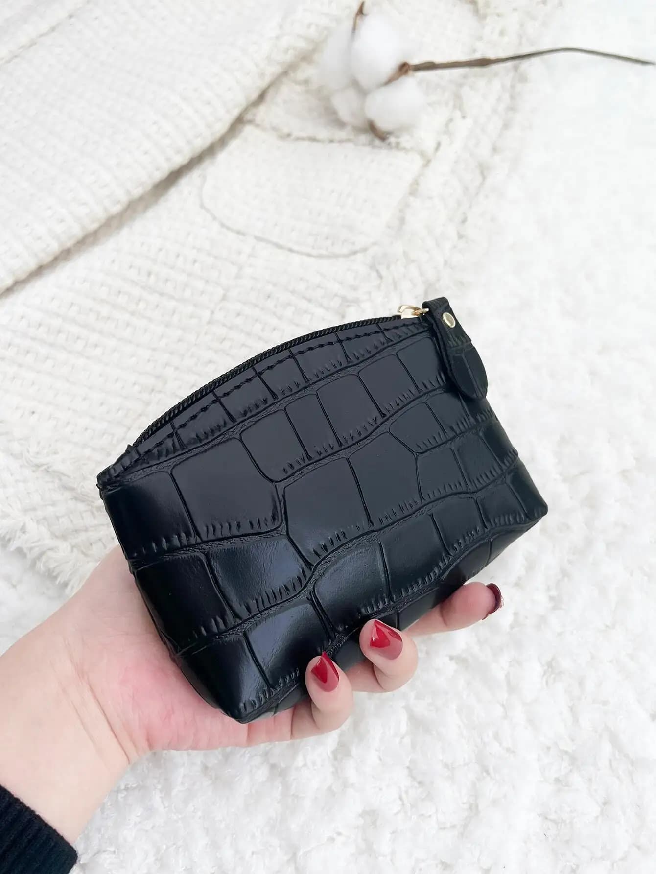 Portafoglio da donna in PU con cerniera, stile coccodrillo, piccolo e leggero, alla moda, per anniversario, regalo di compleanno, per impiegati, per uomo, per donna, portamonete, portafoglio da viaggio