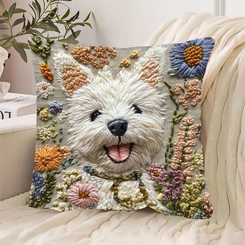 Westie Dog Pillow Sheet Seating Chair Federa Cozy Hinge Sofa Pillow lining Animal bedroom Interior home decor