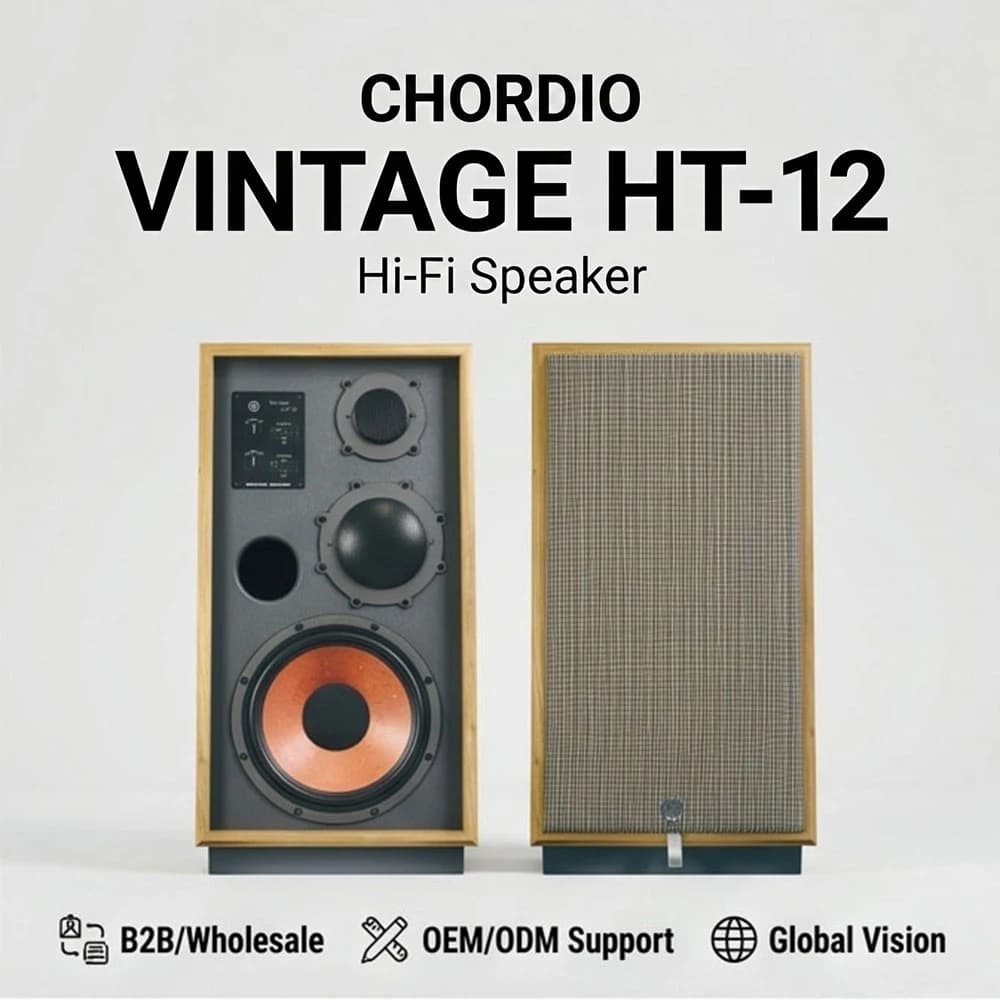 Vintage HT-12 12 Inch 3-Way HiFi Floor Standing Speaker Monitoring Grade Home Audio Wooden Speaker