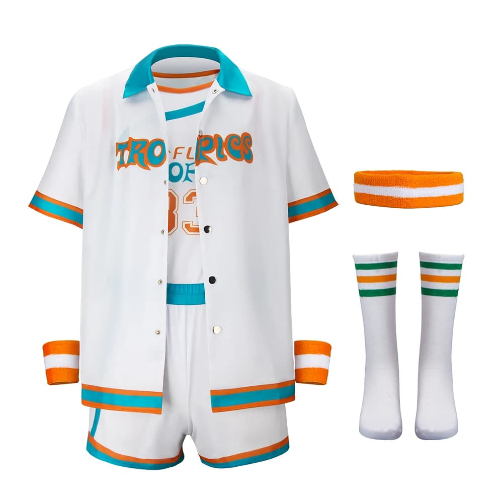 Semi Pro Jersey Jackie Moon Costume 33 Flint Tropics Shirt Shorts calzini fascia da polso Brace basket Player Cosplay Outfits