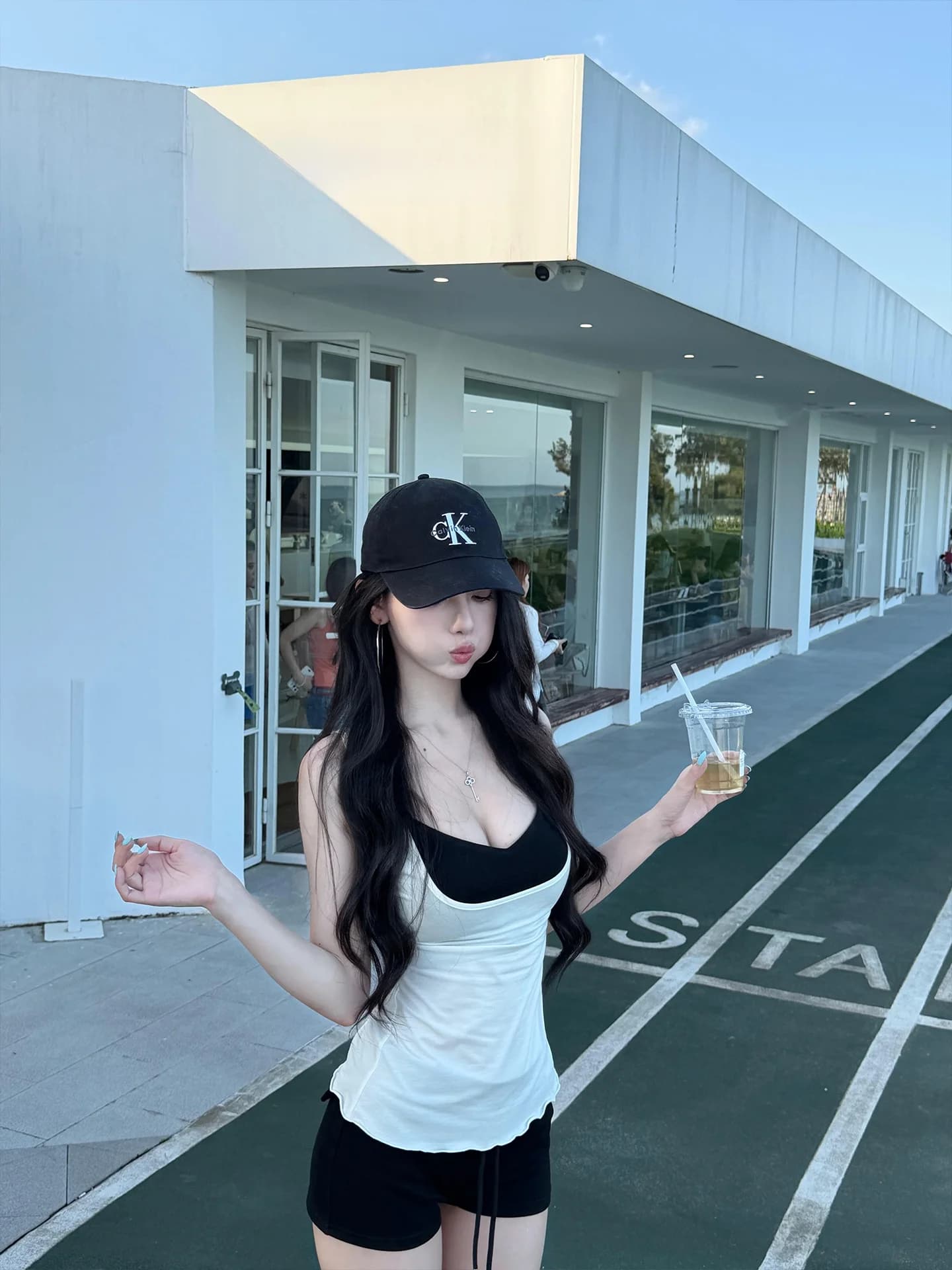 White Micro-Transparent T-Shirt Cover up Women's Summer Top with Chest Pad Slimming Sexy Pure Desire U-Neckline Shoulder Strap