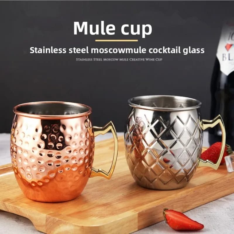 Tazza Moscow Mule, tazza in rame placcato, tazza in acciaio inossidabile 304, tazza per cocktail, tazza per birra