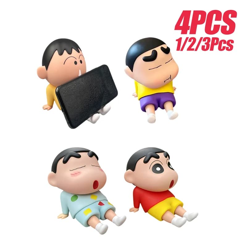 Supporto per telefono Kawaii Shin-Chan Anime Crayon Boochan Ornamenti da tavolo Guardare la TV Supporto per telefono per studenti dei cartoni animati Cute Doll Girls