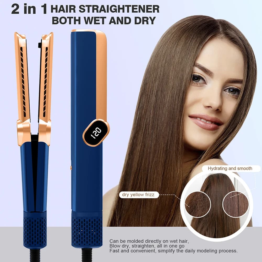 Professional Hair Plate 2 in 1 with Hair Dryer, Styling for Bagnate and Dry Hair, Iron Ion Plate 220V