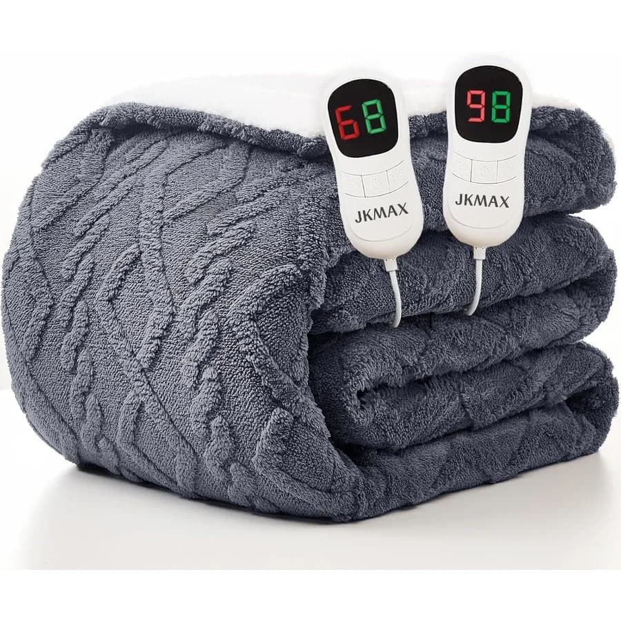 Coperta elettrica riscaldata King Size-100"x90" Coperta riscaldante con 10 livelli di riscaldamento e 5 impostazioni di tempo Protezione da surriscaldamento Wint