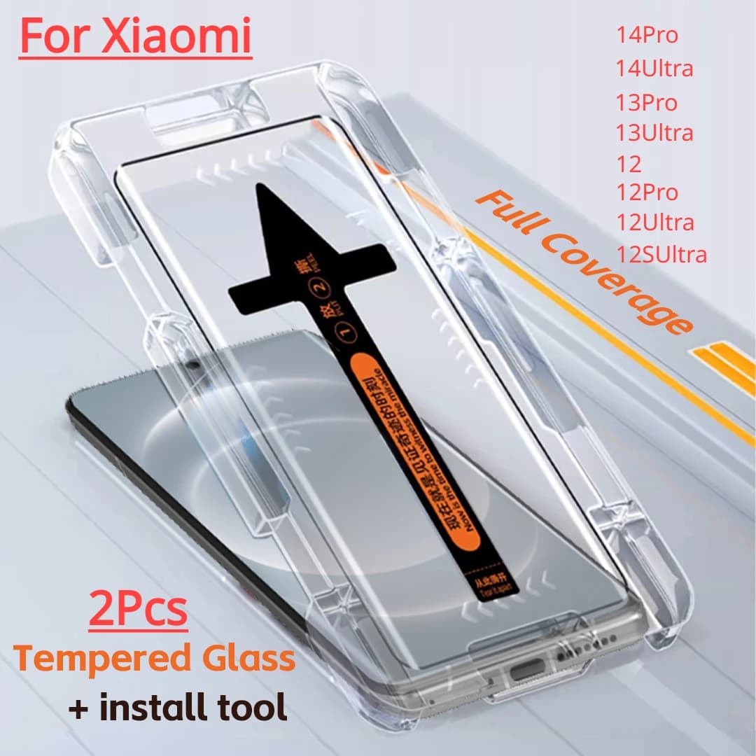 2 pezzi di protezione per lo schermo per Xiaomi Mi,14 Ultra 13 Pro 12 11 10 Pro mi 12S Pro 13 Ultra, vetro temperato con strumento di installazione automatico