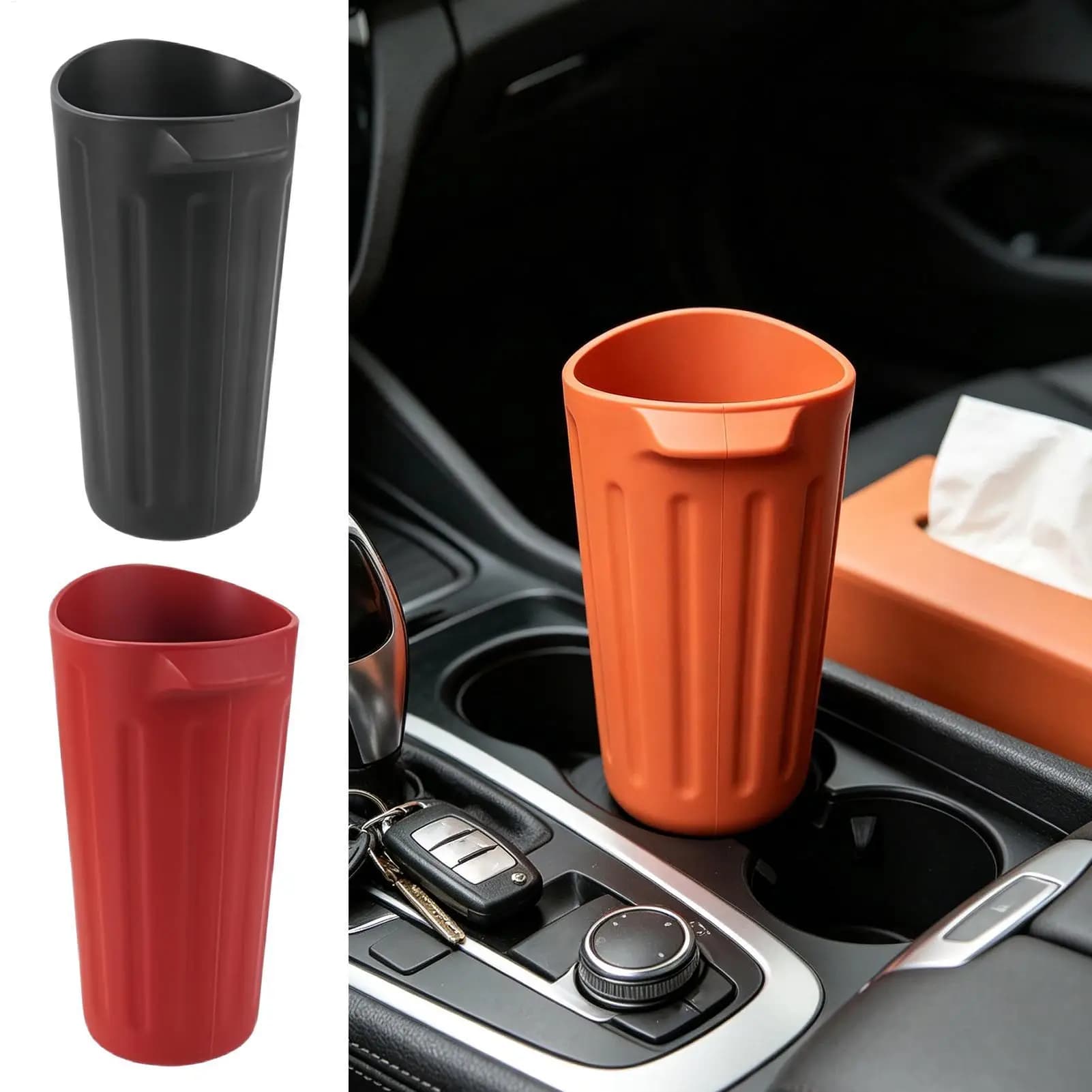 Cestino per Auto in Silicone, Piccolo Organizzatore di Rifiuti per Portiera Auto, per Camion, SUV, Berlina, Interni Auto, Console Centrale