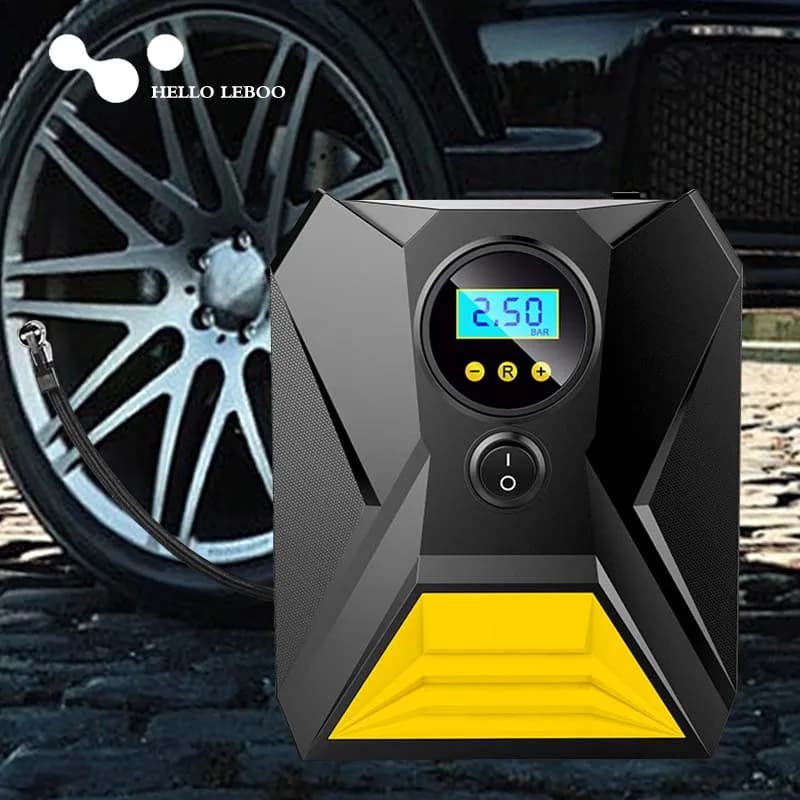 LEIBOO Pompa di Aria per Auto Portatile con Filo 12V 150PSI Pompa di Gonfiaggio per Pneumatici Elettrici Moto Bici Palla LED Luce Compressore d'Aria per Auto