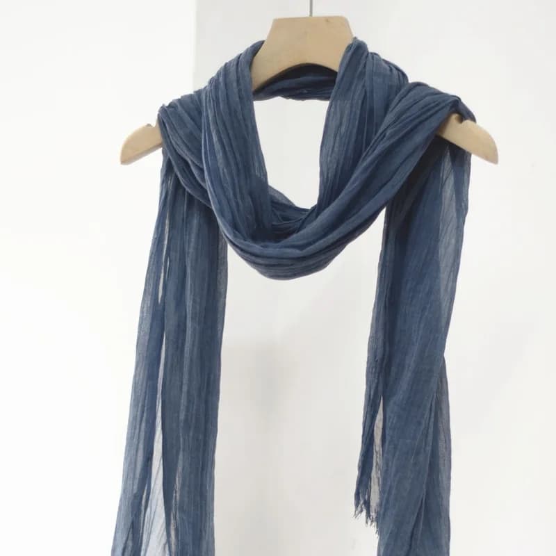 Unisex Japanese Pleated Cotton Linen Neckerchief, Thin Breathable Narrow Summer Scarf, Versatile Accessory, Nice Gift for Mom