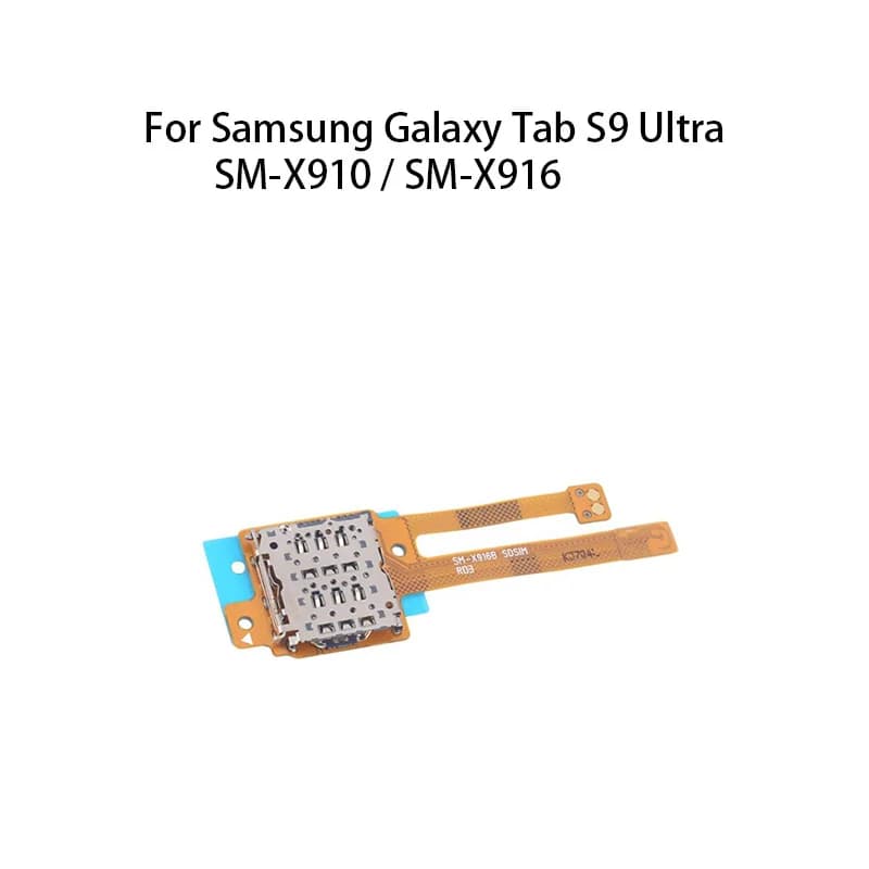 Sim Card Reader Tray Micro SD Memory Card Holder Slot Flex Cable For Samsung Galaxy Tab S9 Ultra SM-X910 / SM-X916