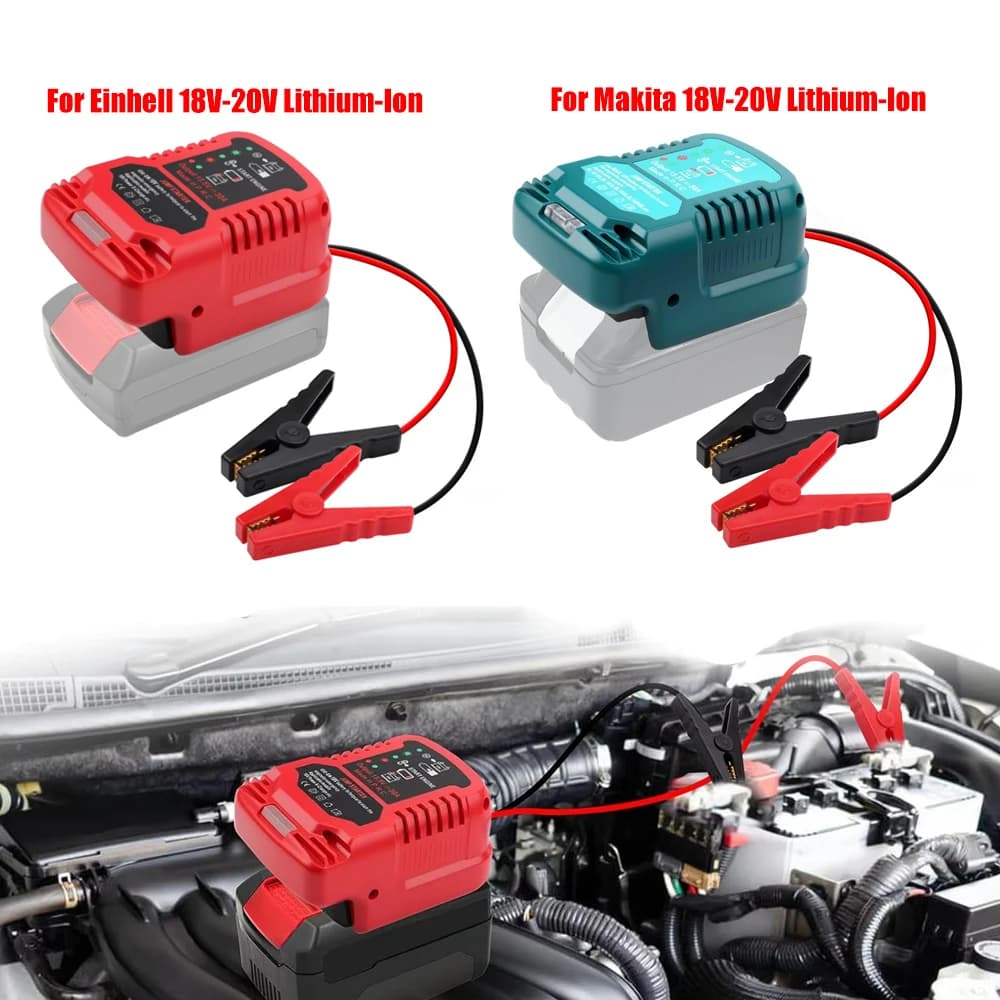 Avviatore di emergenza per auto portatile con cavo per Makita per Einhell 18V-20V Caricabatteria agli ioni di litio Adattatore di avviamento Power Bank